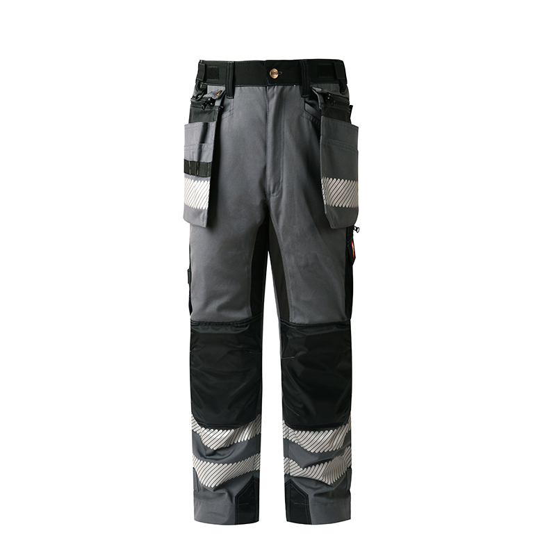 Stretchy Work Pants with Reflective Strips & Detachable Knee Pad Pockets – Cotton Blend [B265]