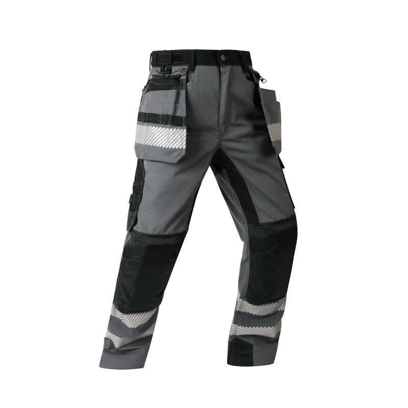 Stretchy Work Pants with Reflective Strips & Detachable Knee Pad Pockets – Cotton Blend [B265]