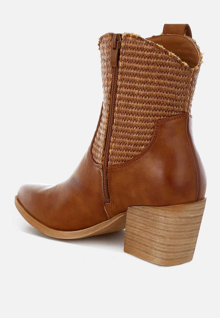 Big Mood Raffia & Faux Leather Cowboy Boots