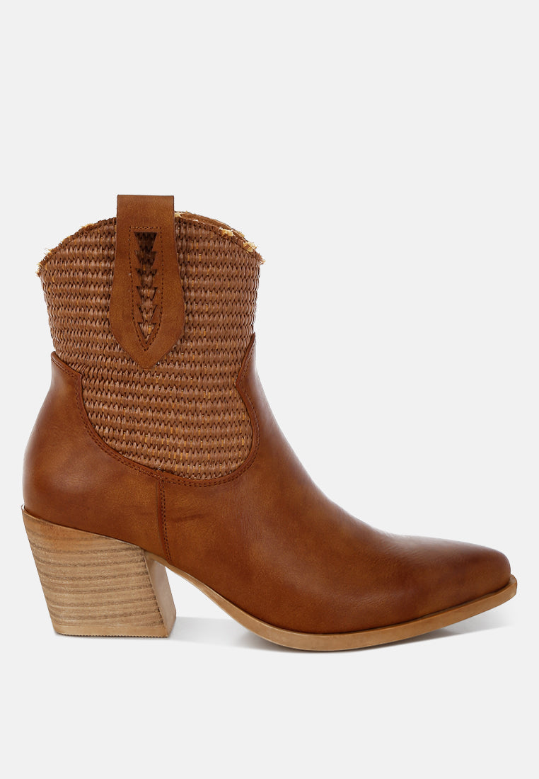 Big Mood Raffia & Faux Leather Cowboy Boots