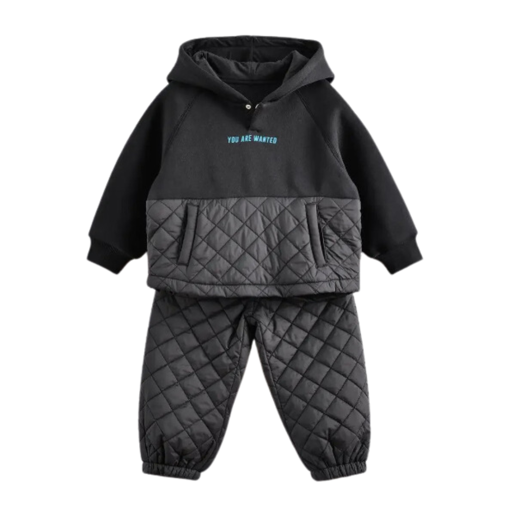 Boys Winter Fashion Stitching Quilted Sports Suit-0