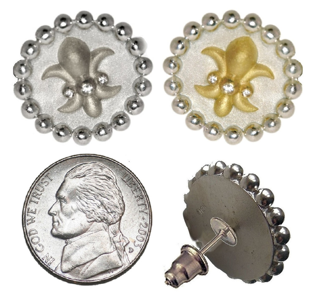 Fleur De Lis Tuxedo Shirt Studs: Diamonds in Sterling Silver