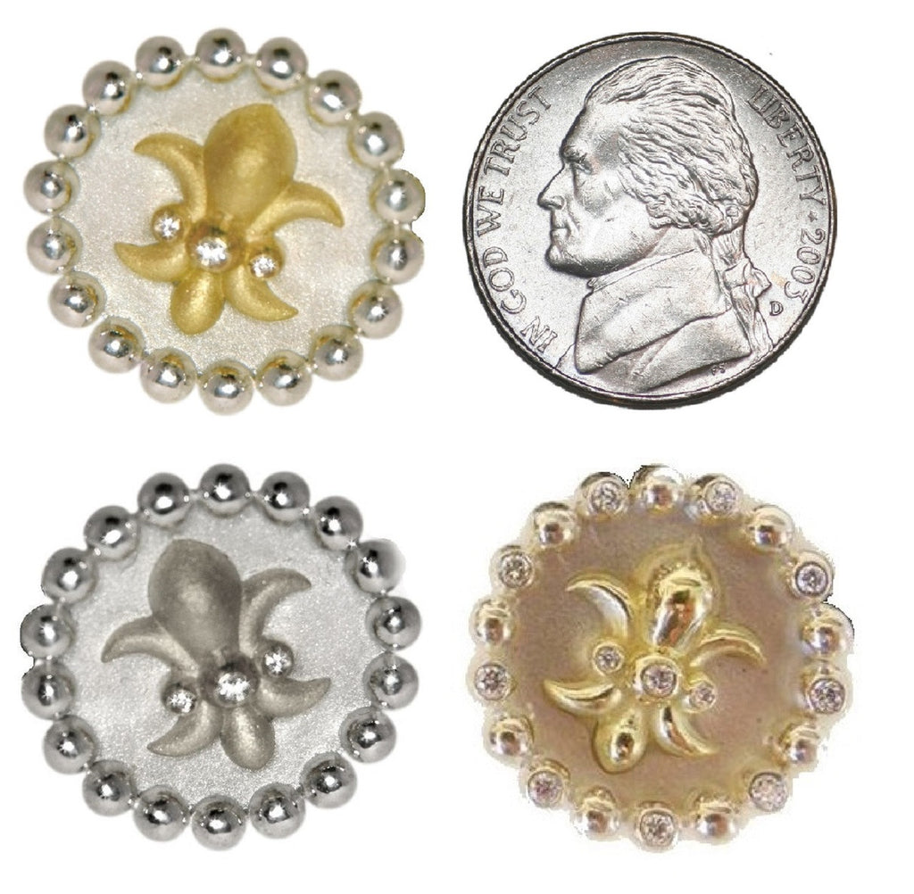 Fleur De Lis Tuxedo Shirt Studs: Diamonds in Sterling Silver