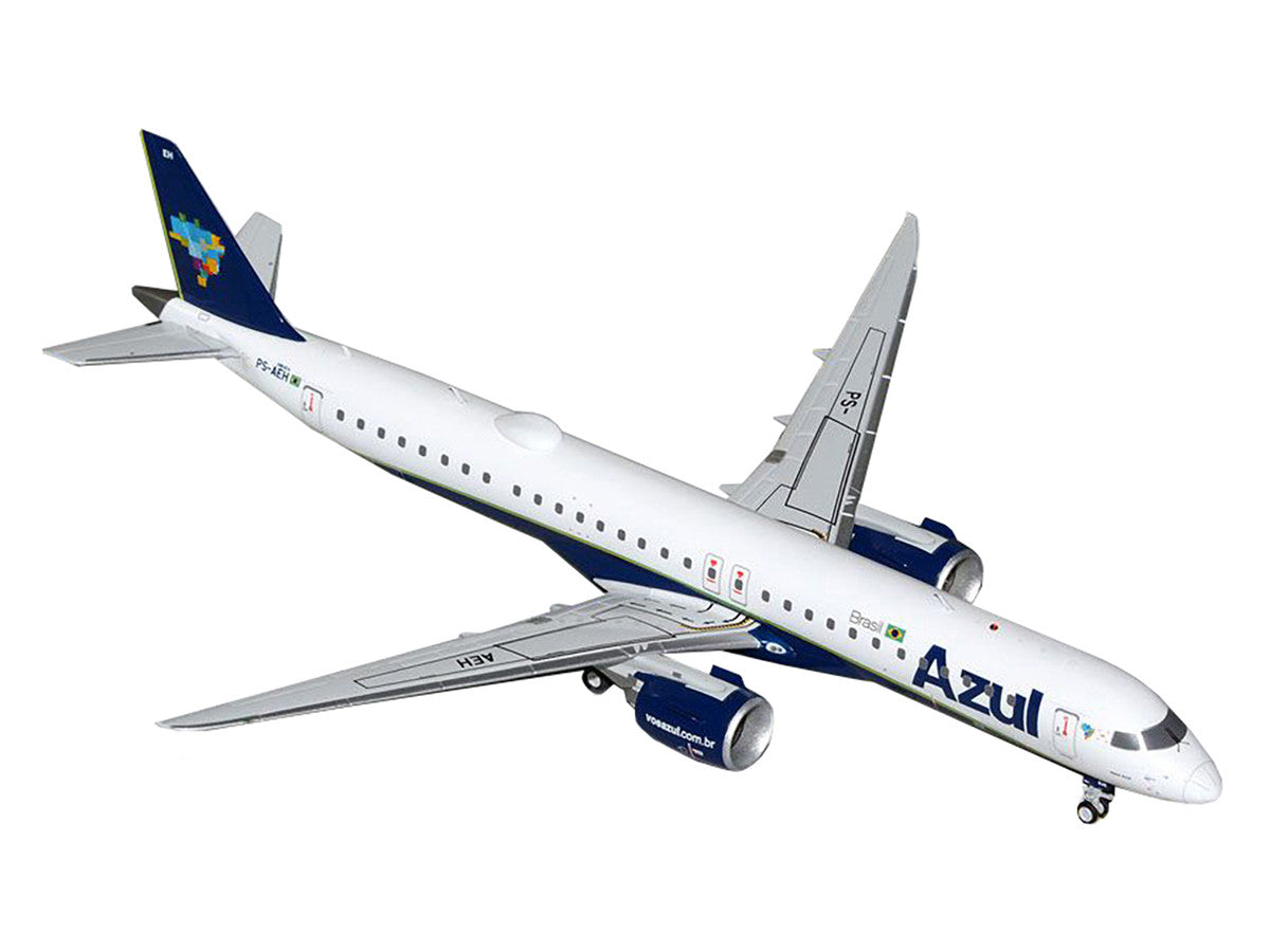 Embraer E195-E2 Commercial Aircraft "Azul Brazilian Airlines" (PS-AEH) White with Blue Tail "Gemini 200" Series 1/200 Diecast Model Airplane by GeminiJets