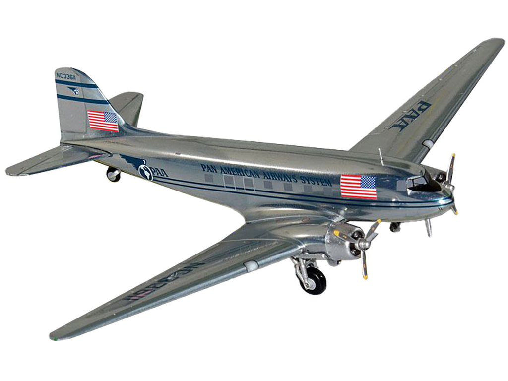 Douglas DC-3 Commercial Aircraft "Pan American Airways" (NC33611) Polished Metal Finish "Gemini 200" Series 1/200 Diecast Model Airplane by GeminiJets
