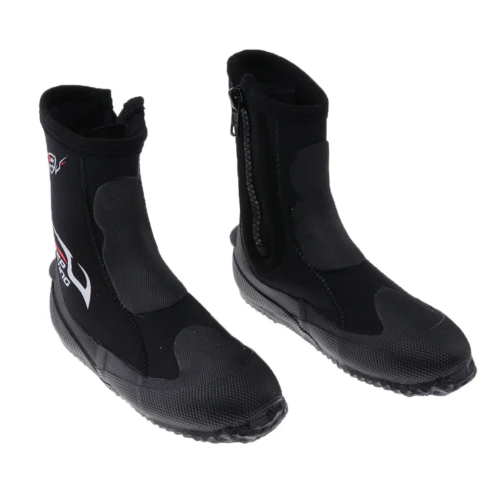 5mm Neoprene Dive Boots - High Cut Zipper Wetsuit Boots-1