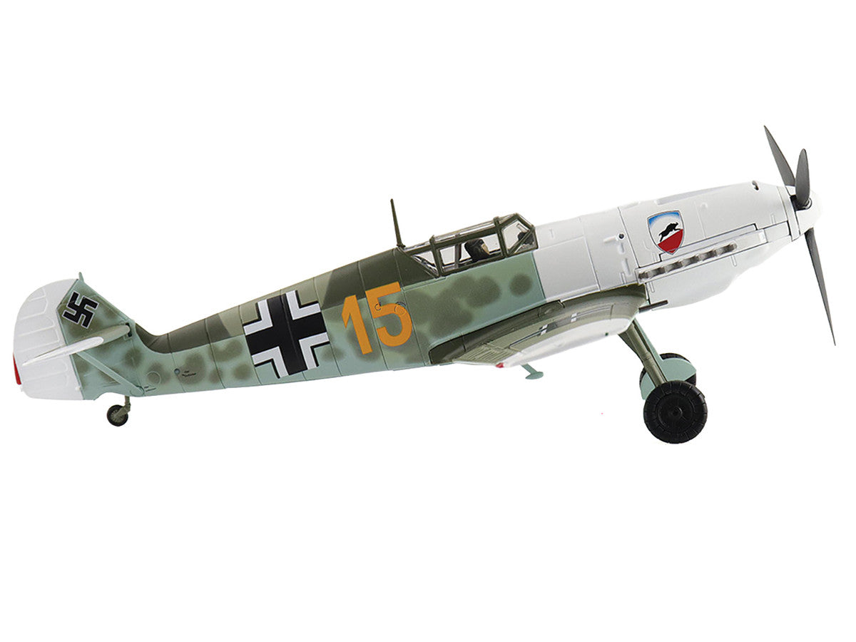 Messerschmitt Bf 109E-3 Fighter Aircraft "Yellow 15 Karl Wolff III/JG 52 France" (1940) German Luftwaffe "Air Power Series" 1/48 Diecast Model by Hobby Master-2