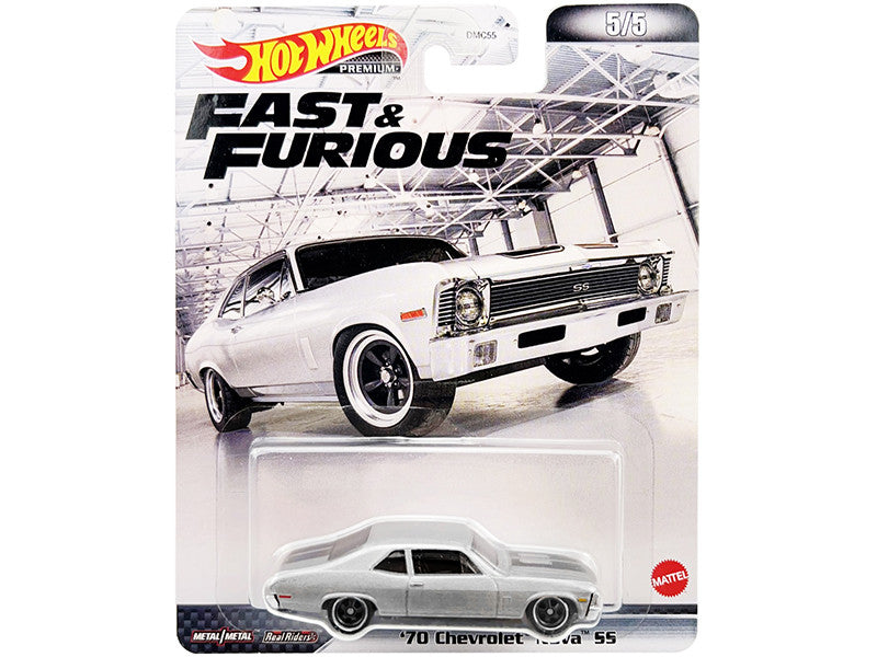1970 Chevrolet Nova SS Silver Metallic with Black Stripes "Fast & Furious" Series Diecast Model Car by Hot Wheels-0