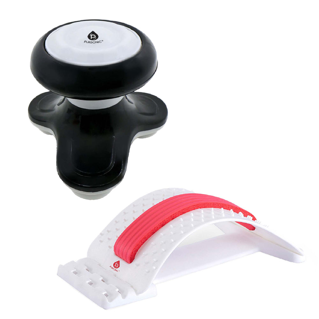 Pursonic Total Body Relaxation Bundle: Handheld Electric Sport Massager + Back Stretching Device