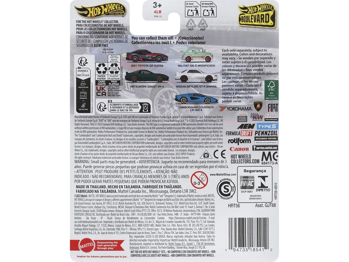 1960's Fiat 500 D Modificado Light Green with Stripes "Boulevard" Series Diecast Model Car by Hot Wheels-1