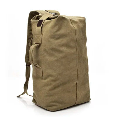 Canvas Travel Backpack Hand Shoulder Bag Green-0
