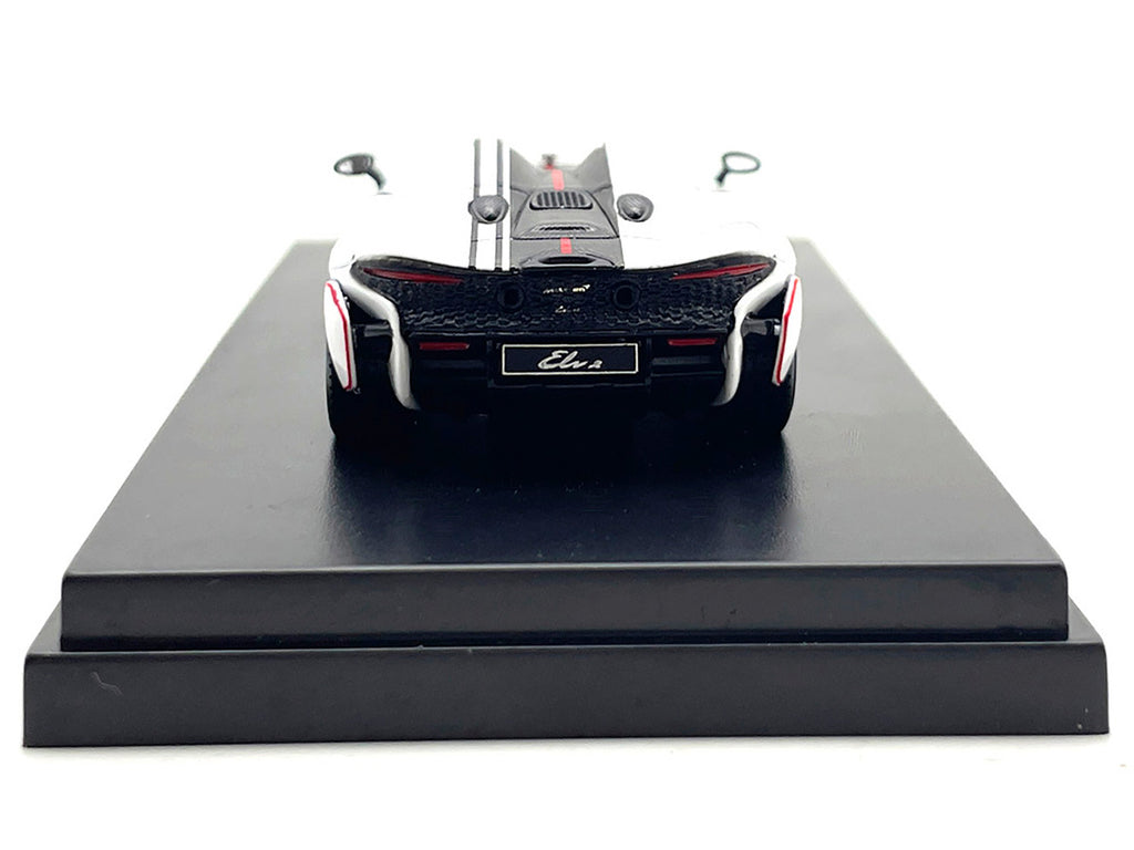 McLaren Elva Convertible White with Carbon and Red Stripes 1/64 Diecast Model Car by LCD Models-2