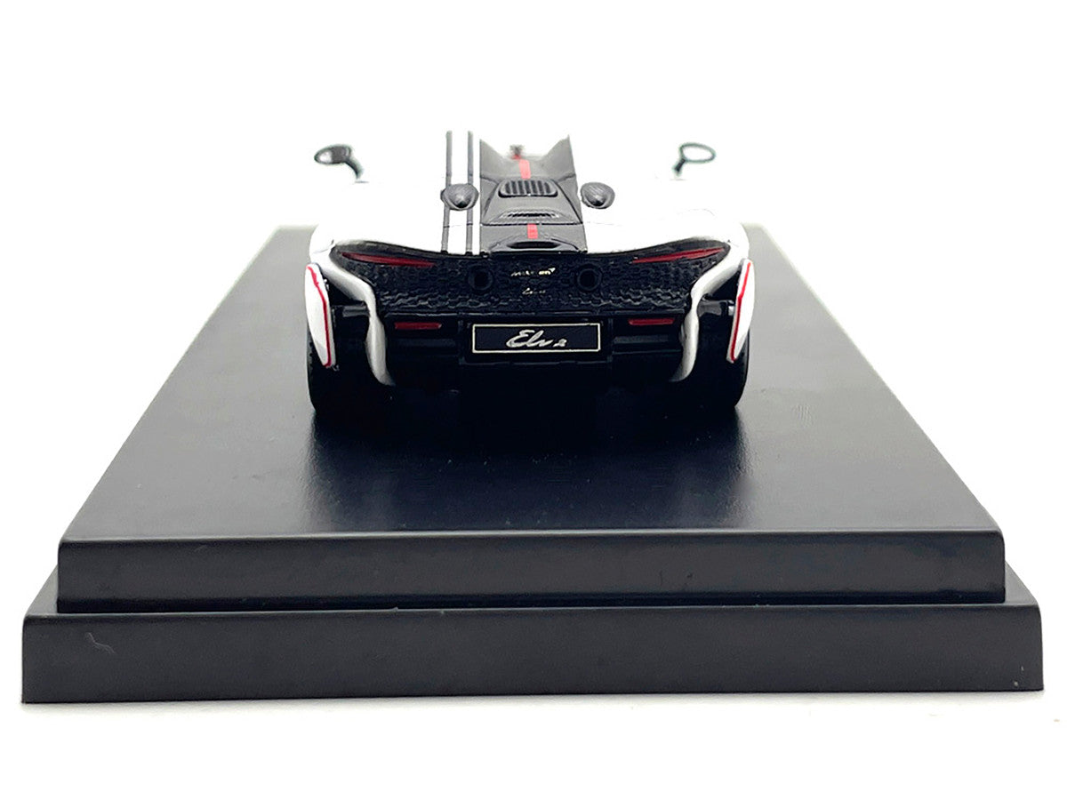 McLaren Elva Convertible White with Carbon and Red Stripes 1/64 Diecast Model Car by LCD Models-2