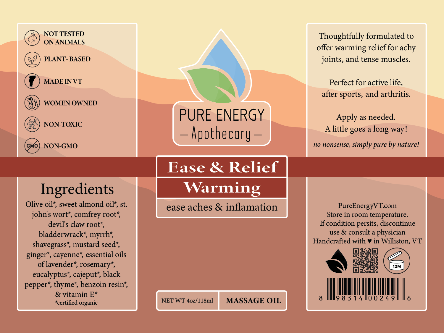 Ease and Relief Warming Massage Oil