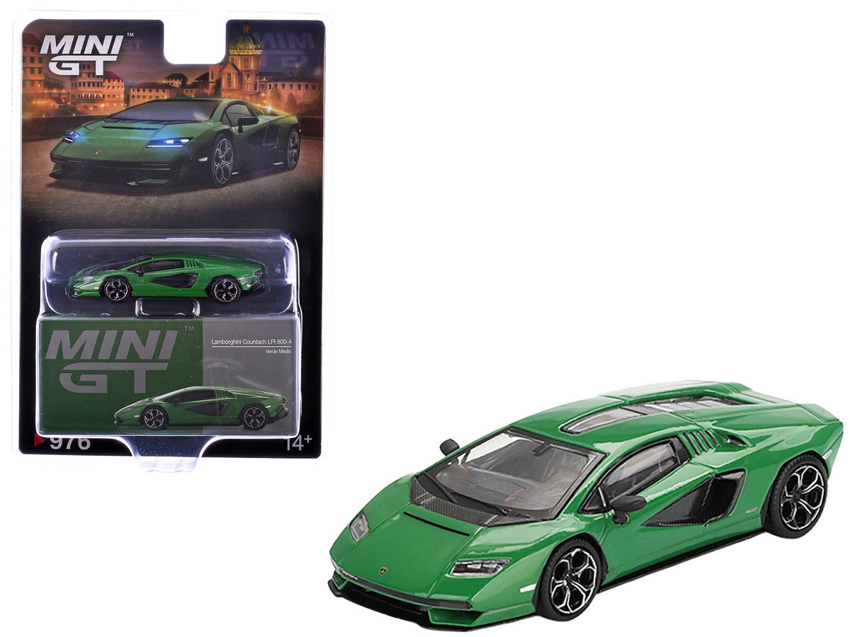 Lamborghini Countach LPI 800-4 Verde Medio Green Limited Edition 1/64 Diecast Model Car by Mini GT
