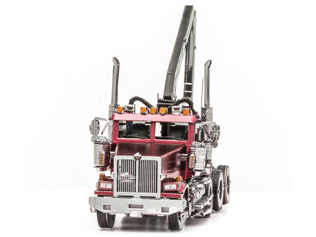 Model Kit Western Star 4900SF Log Truck Red (Challenging Difficulty) Steel Model by Metal Earth-1