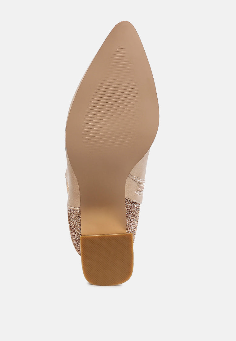 Mimosa Mesh Detail Pointy Ankle Boots