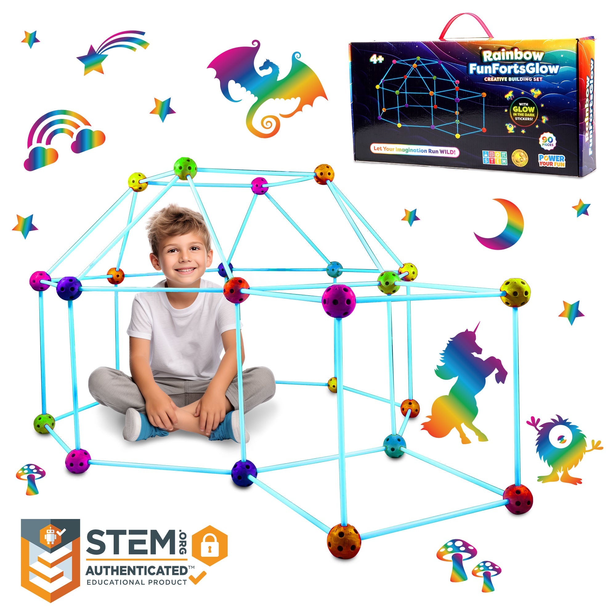 Glow in the Dark Fun Forts Construction Set - 90 Pieces