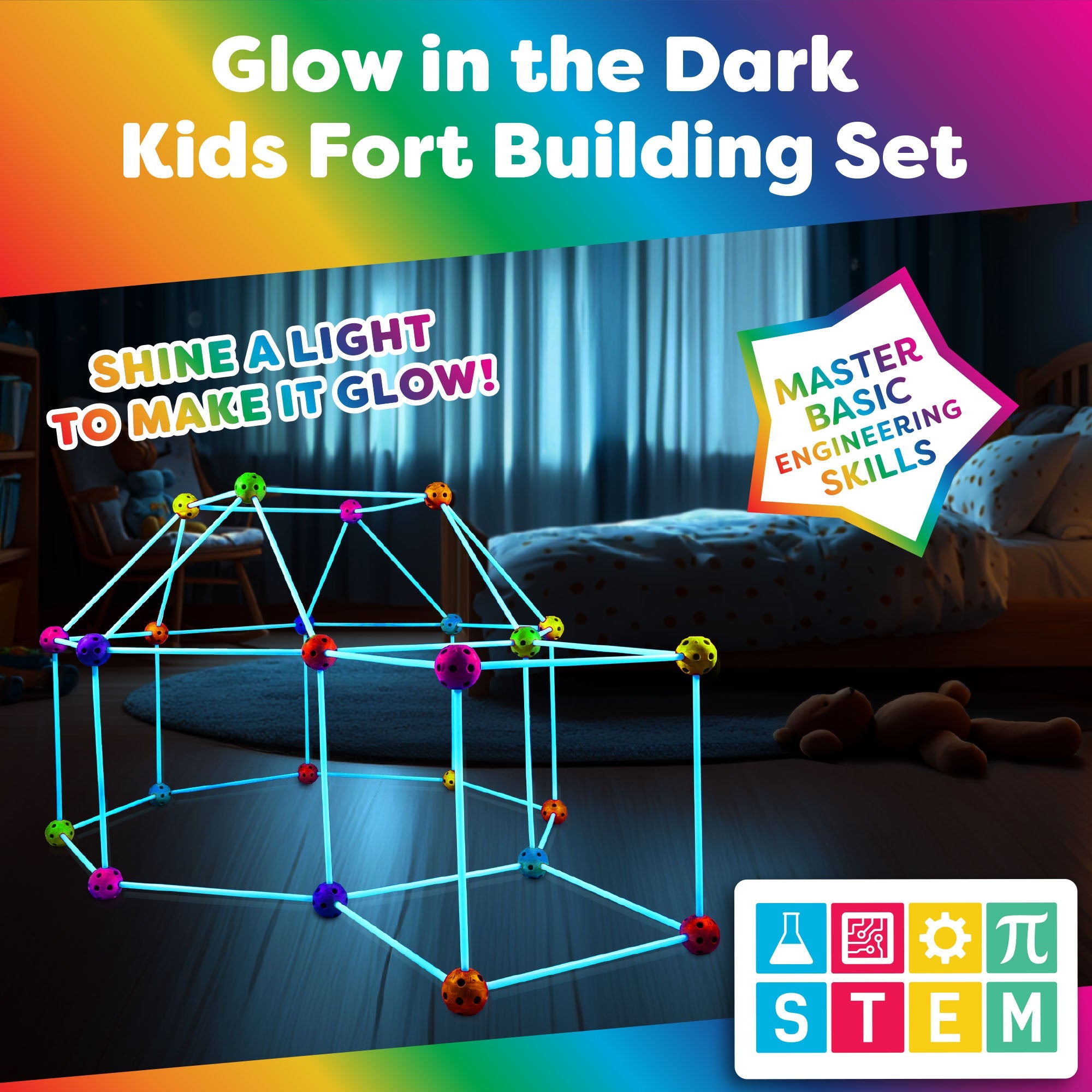 Glow in the Dark Fun Forts Construction Set - 90 Pieces