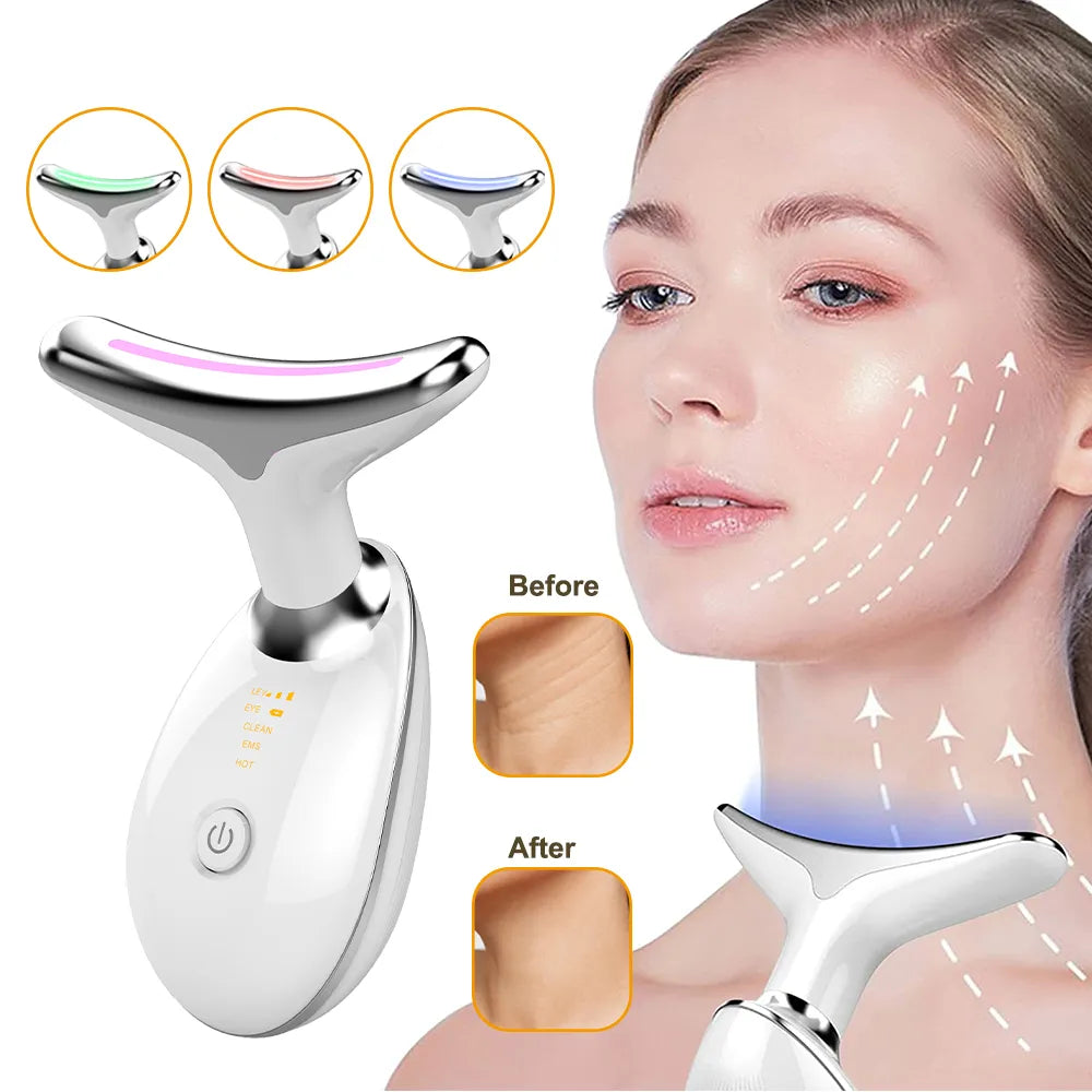 EMS Neck Face Lifting Massager - LED Photon Therapy, Wrinkle Remover ES-1081-1
