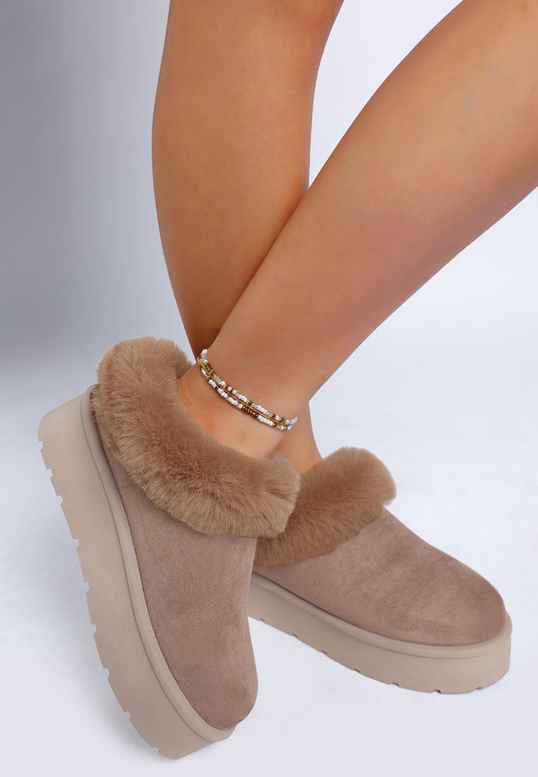 Aniso Faux Fur Slip On Snow Boots
