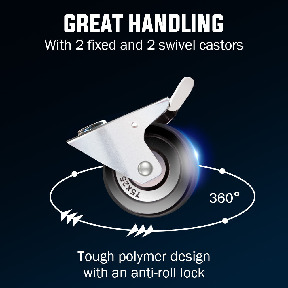 NNEMB 3-Tier Steel Tool Trolley Cart-for Workshop-Mechanic-with Pegboard-Screwdriver Bay-Blue