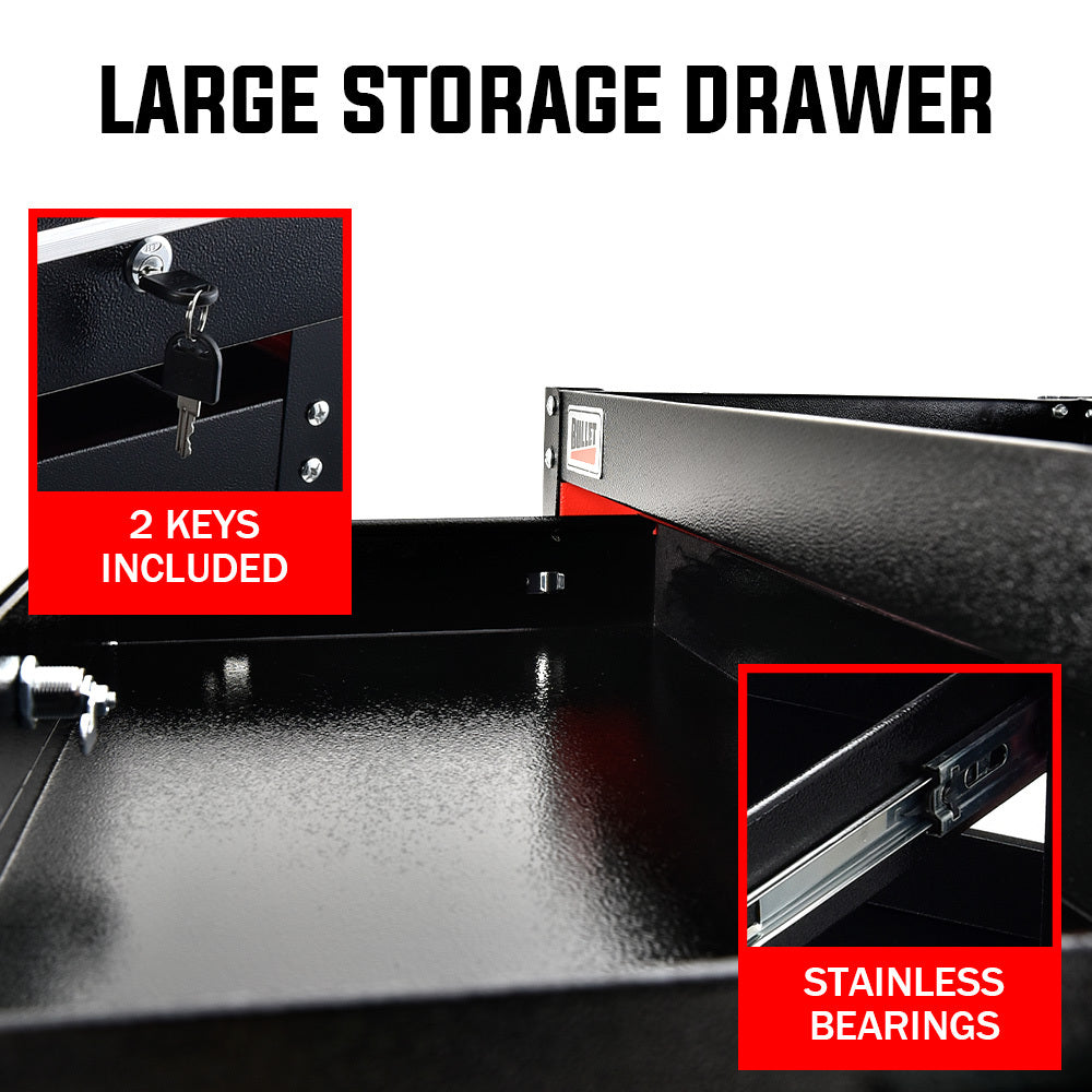 NNEMB 3-Tier Steel Tool Trolley Cart-for Workshop-Mechanic-with Drawer-Pegboard-Screwdriver Bay-Black/Red