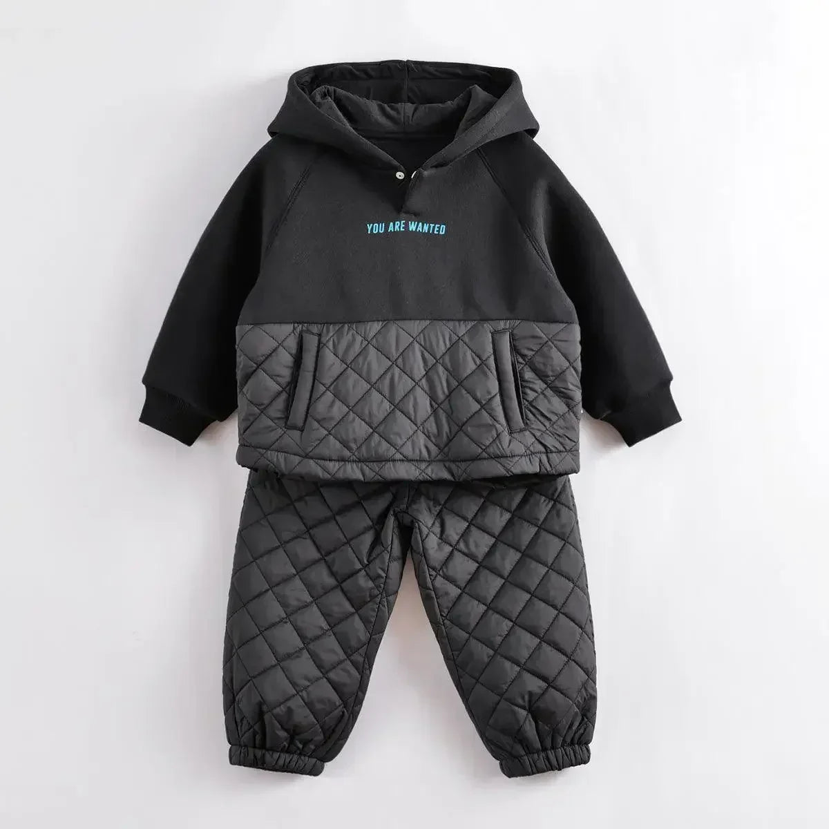 Boys Winter Fashion Stitching Quilted Sports Suit-2