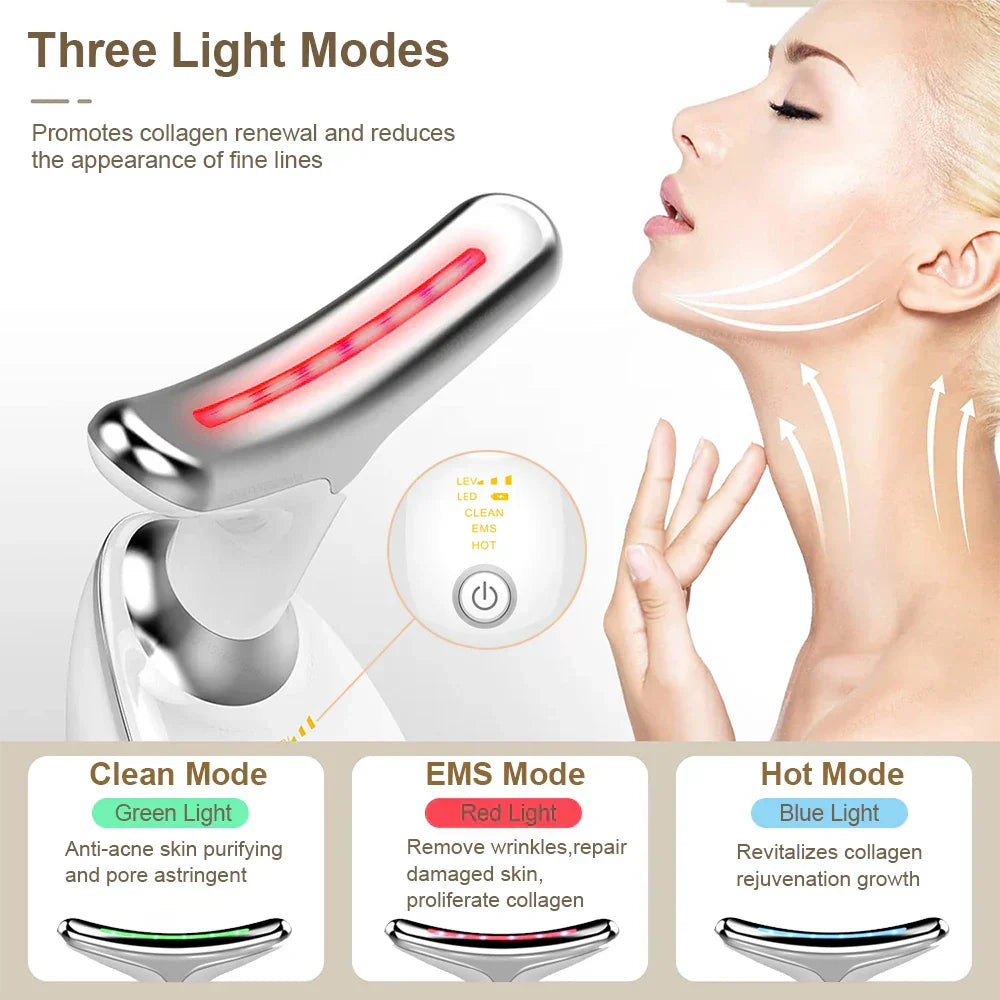 EMS Neck Face Lifting Massager - LED Photon Therapy, Wrinkle Remover ES-1081-4