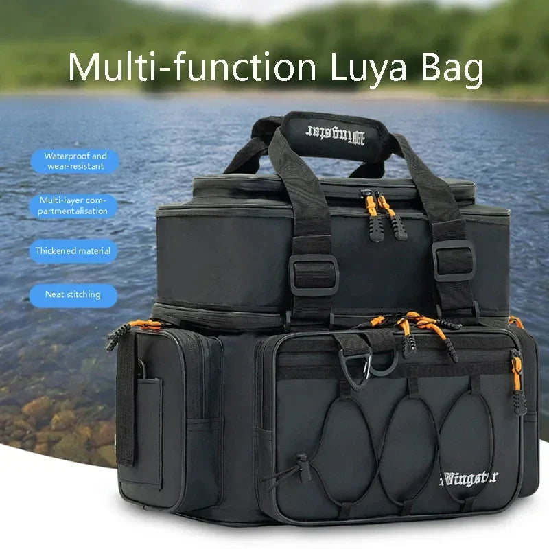 Waterproof Fishing Gear Shoulder Bag Camping Black-3