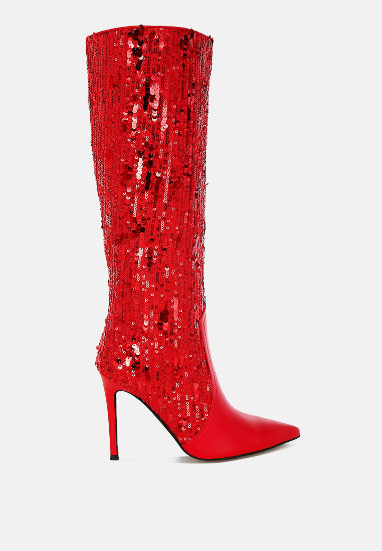 Sitarah Sequin Embellished Stiletto Long Boots