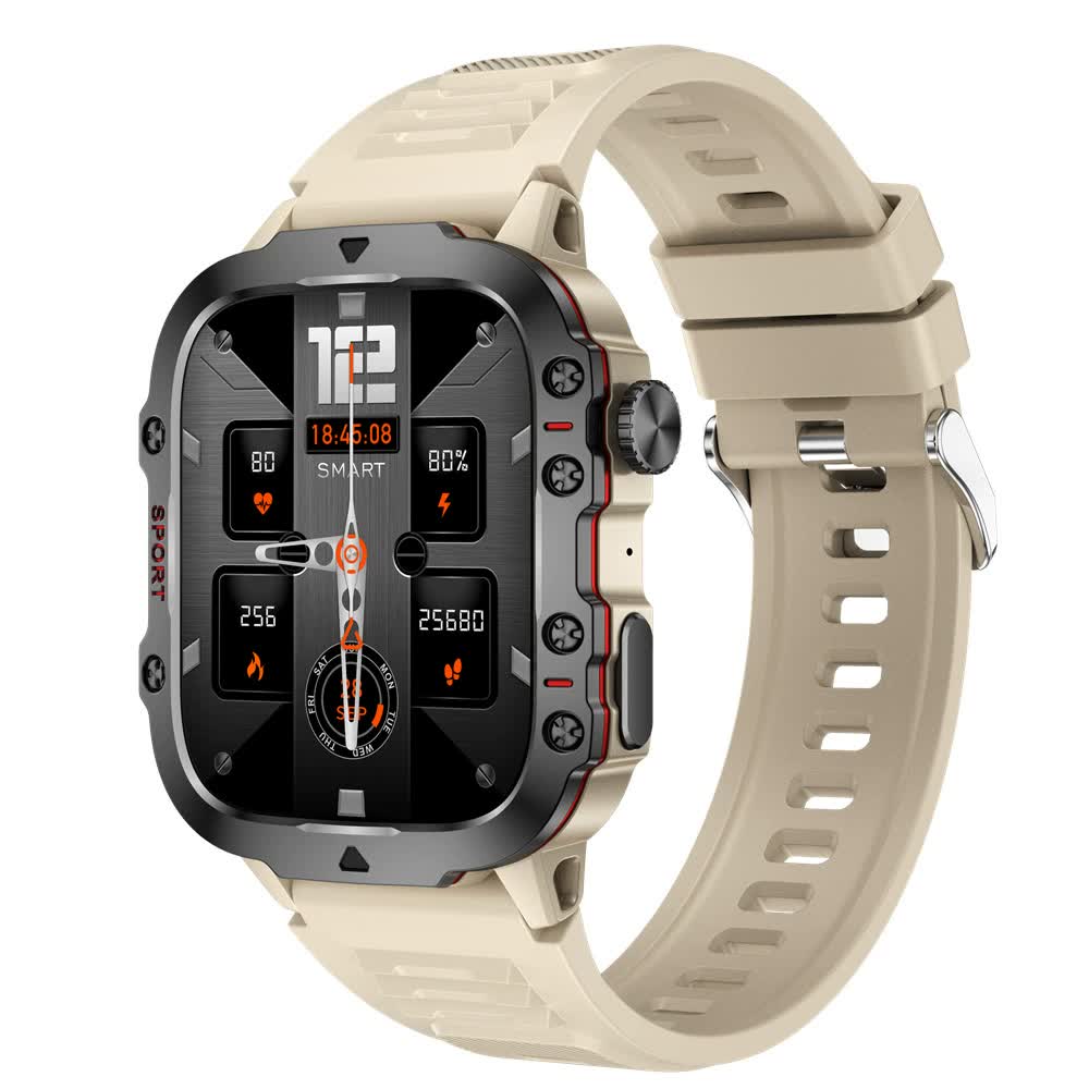 NNEDSZ White Rugged Smart Fitness Watch - Waterproof, Multi-Sport Modes, and Health Tracking