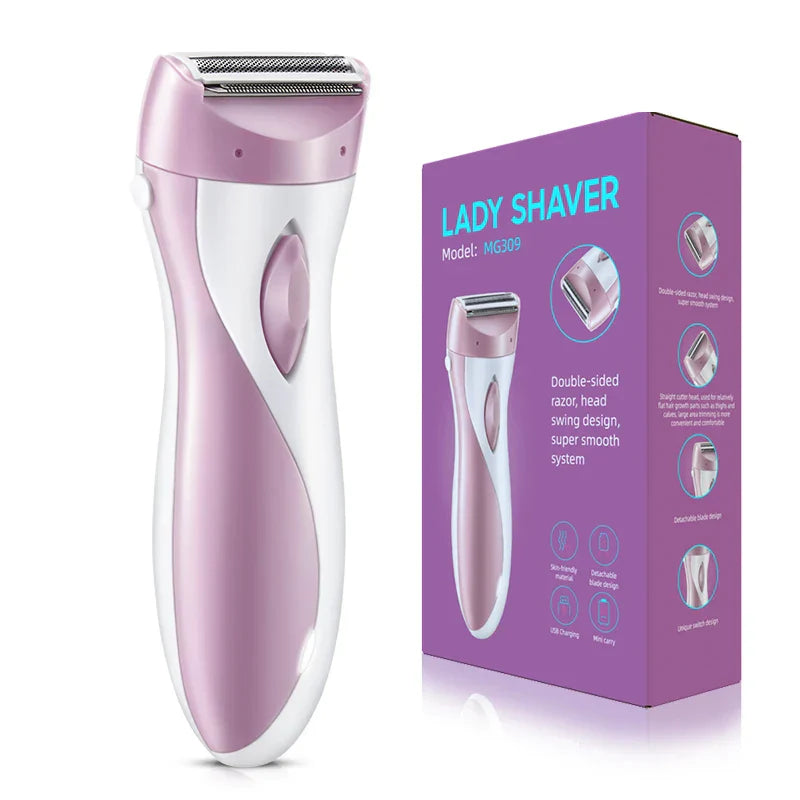 USB Rechargeable Women’s Electric Razor Full-Body Hair Removal  Pink-0