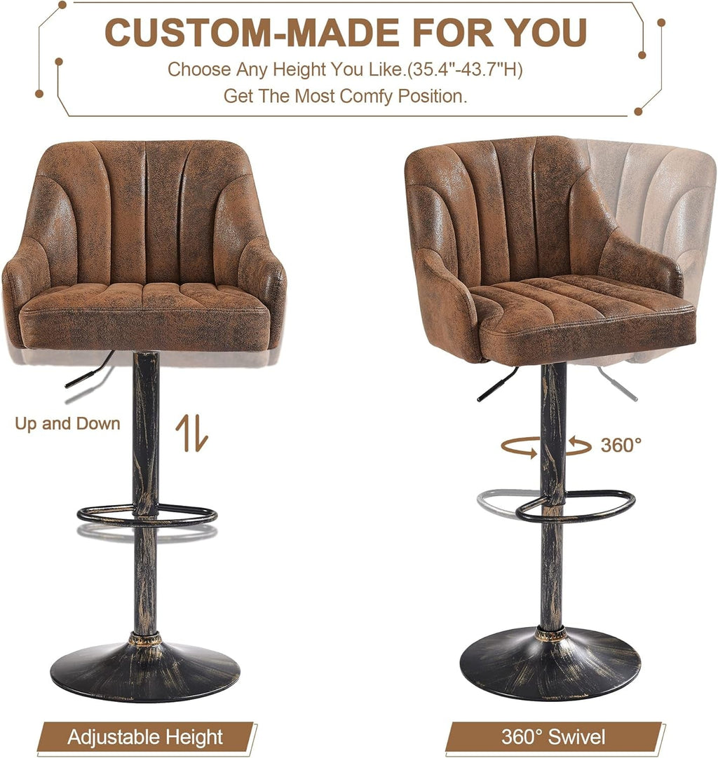 Adjustable Bar Stools Set of Four with Backrest-4