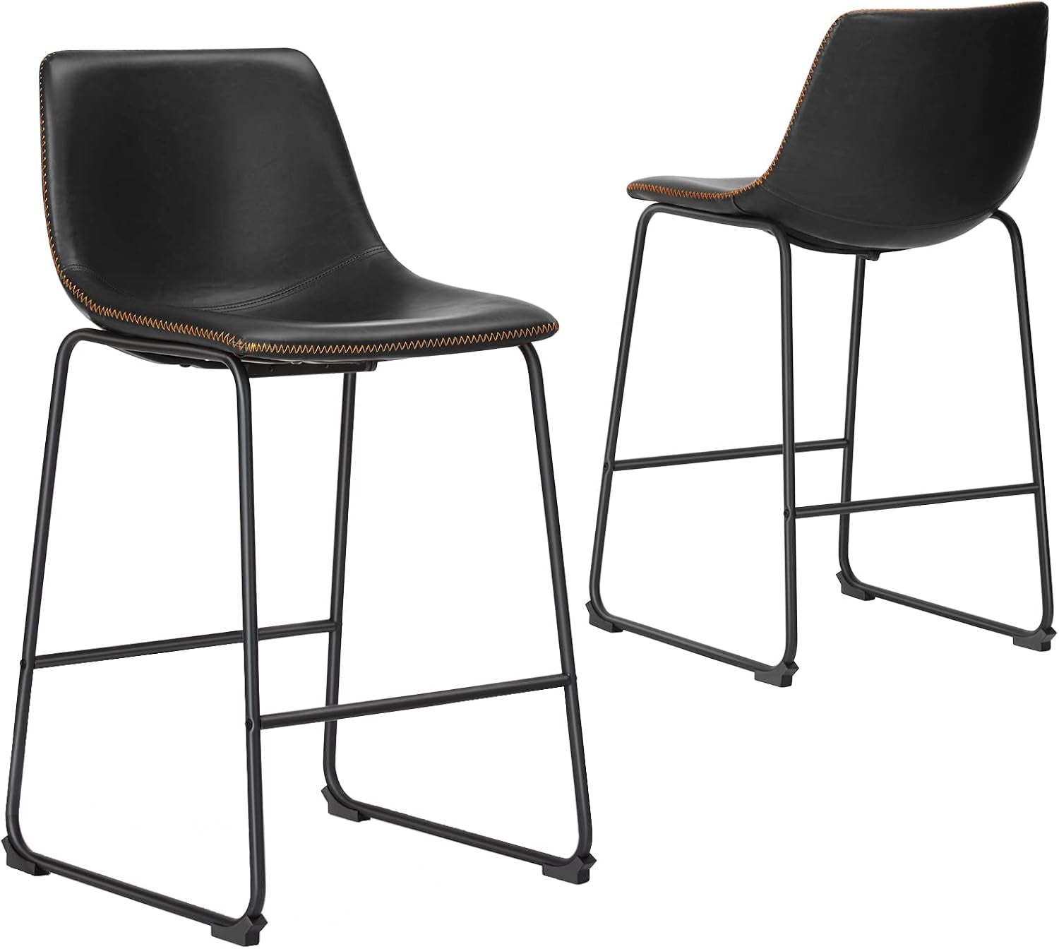Industrial Faux Leather Bar Stools Set of Two-0