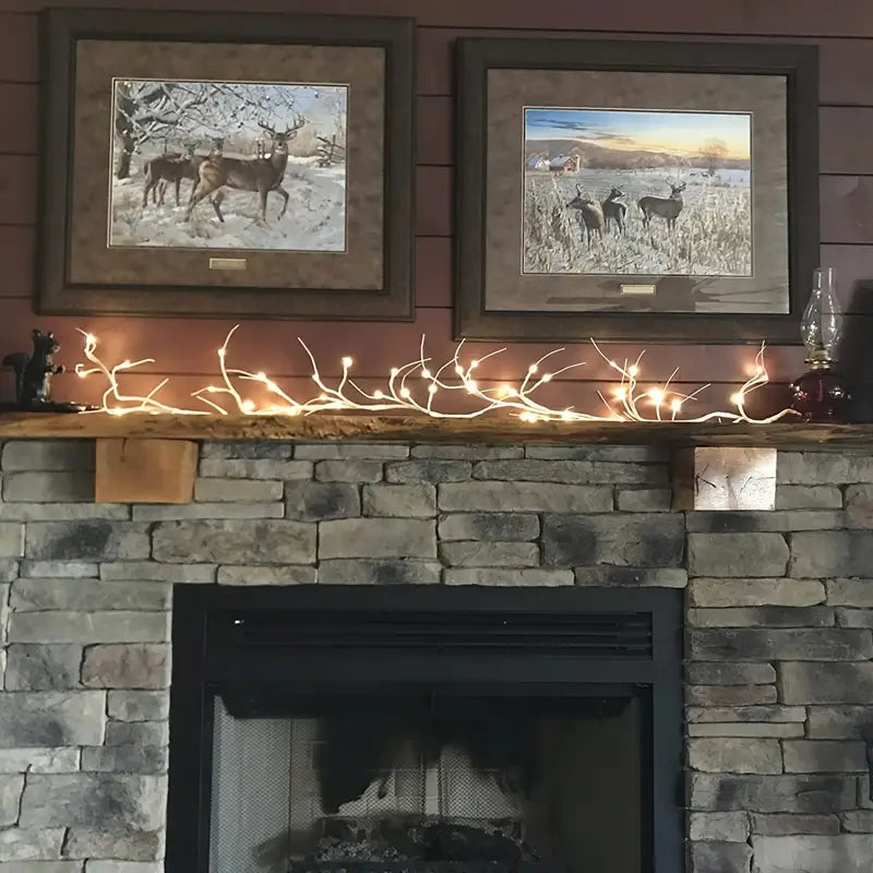 6ft Birch Wreath Garland with 48 LED Lights-3