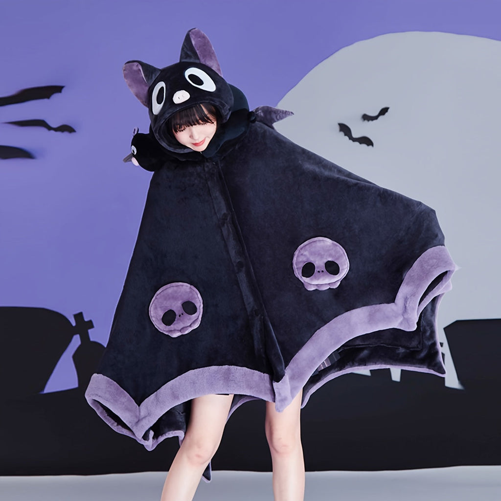 Chill-Proof Cozy Bat-Themed Hooded Wearable Blanket-1