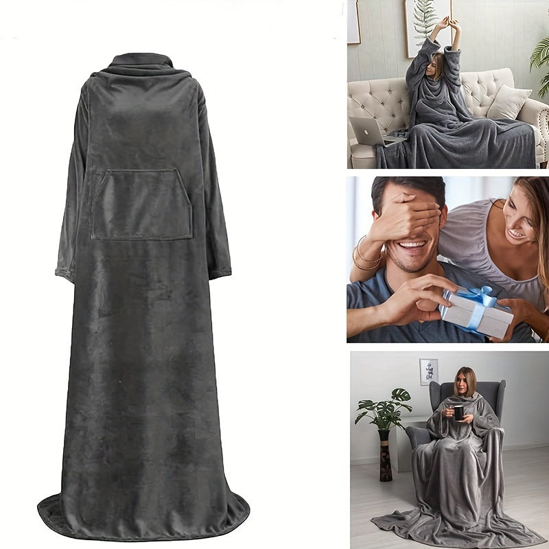 Cozy Flannel Sleeve Blanket for Indoor & Outdoor-1