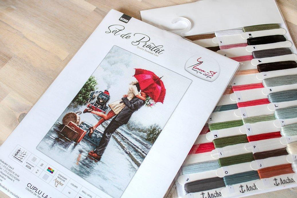 Couple on train station B2369L Counted Cross-Stitch Kit