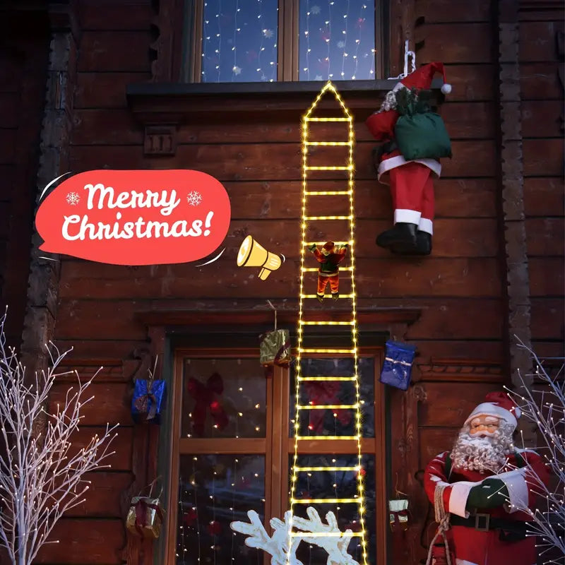 Santa's Festive Climb: Illuminated Christmas Ladder Light-4
