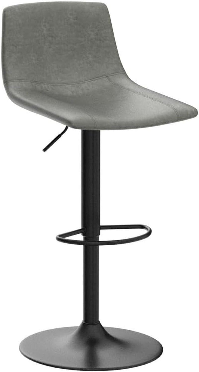 Bar Stools Set of 2, Armless Adjustable Swivel Barstools with Back and Footrest, PU Leather Counter Height Bar Chairs for Kitchen Island, Bar, Dining Room, Gray-3