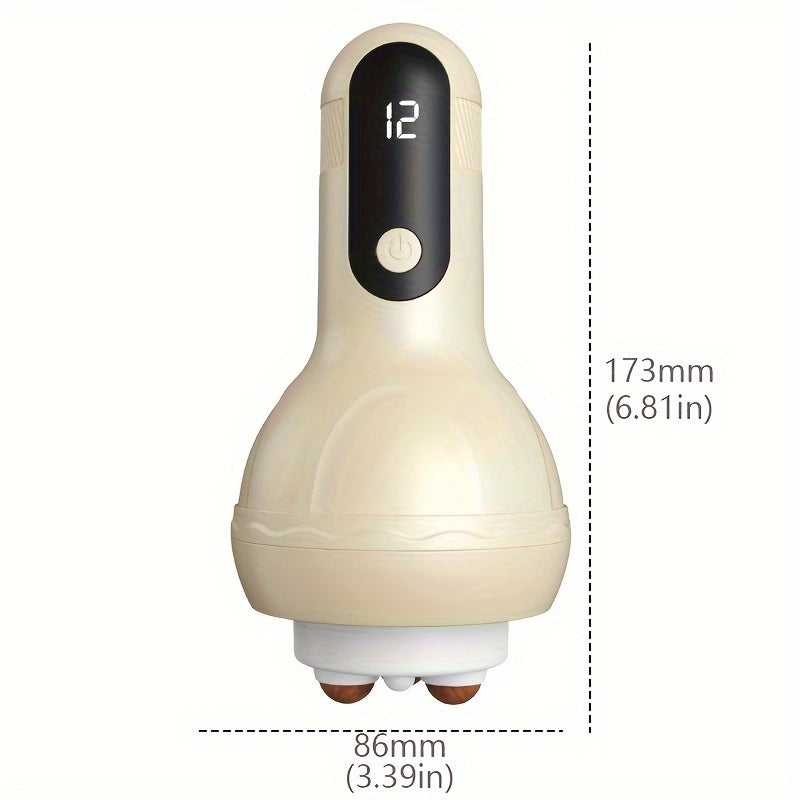 LCD Display Electric Full Body Massager - 12 Gears Adjustment(Cream)-3