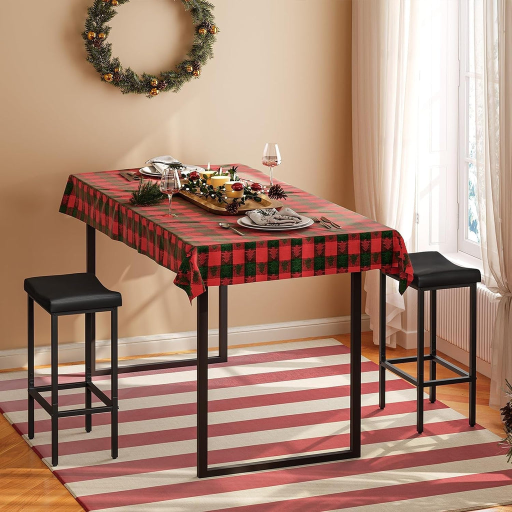 Bar Stools, Set of 2 Bar Chairs, Counter Height Stools, Saddle Stools with Curved Surface, Kitchen Stools, 24.8 Inches, 2.4" Thick Upholstery, for Kitchen, Dining Room, Cafe Black BB10BY01-1