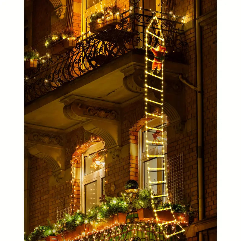 Santa's Festive Climb: Illuminated Christmas Ladder Light-1