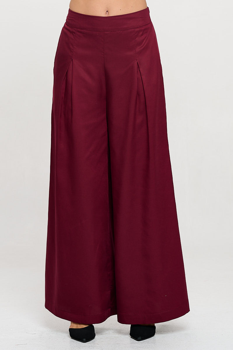 Tencel Solid Wide Leg Pants with Pockets