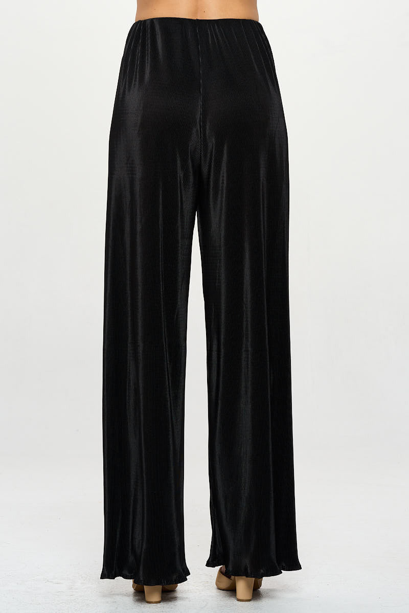 Vibrant Plisse Lined Straight Pants