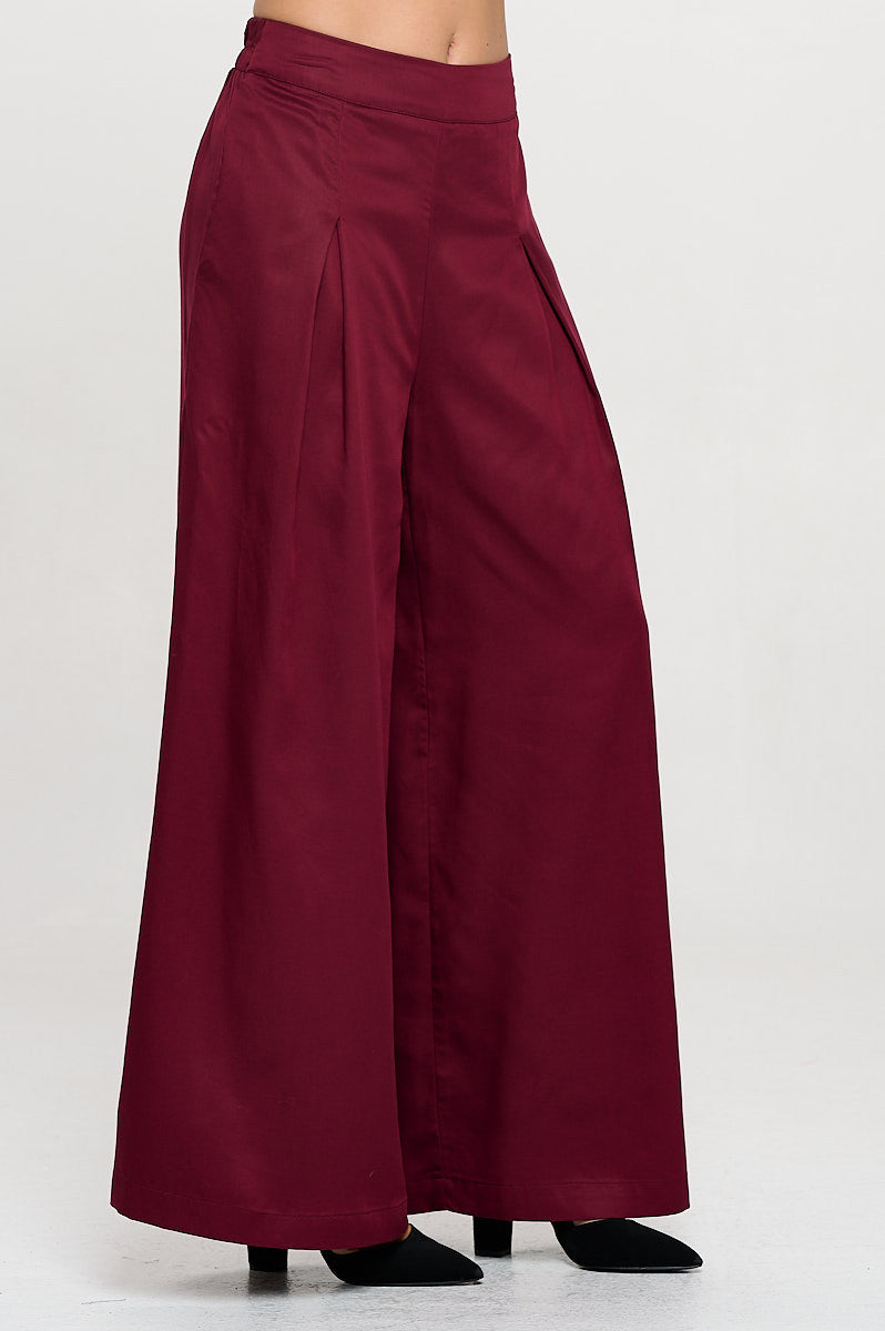 Tencel Solid Wide Leg Pants with Pockets