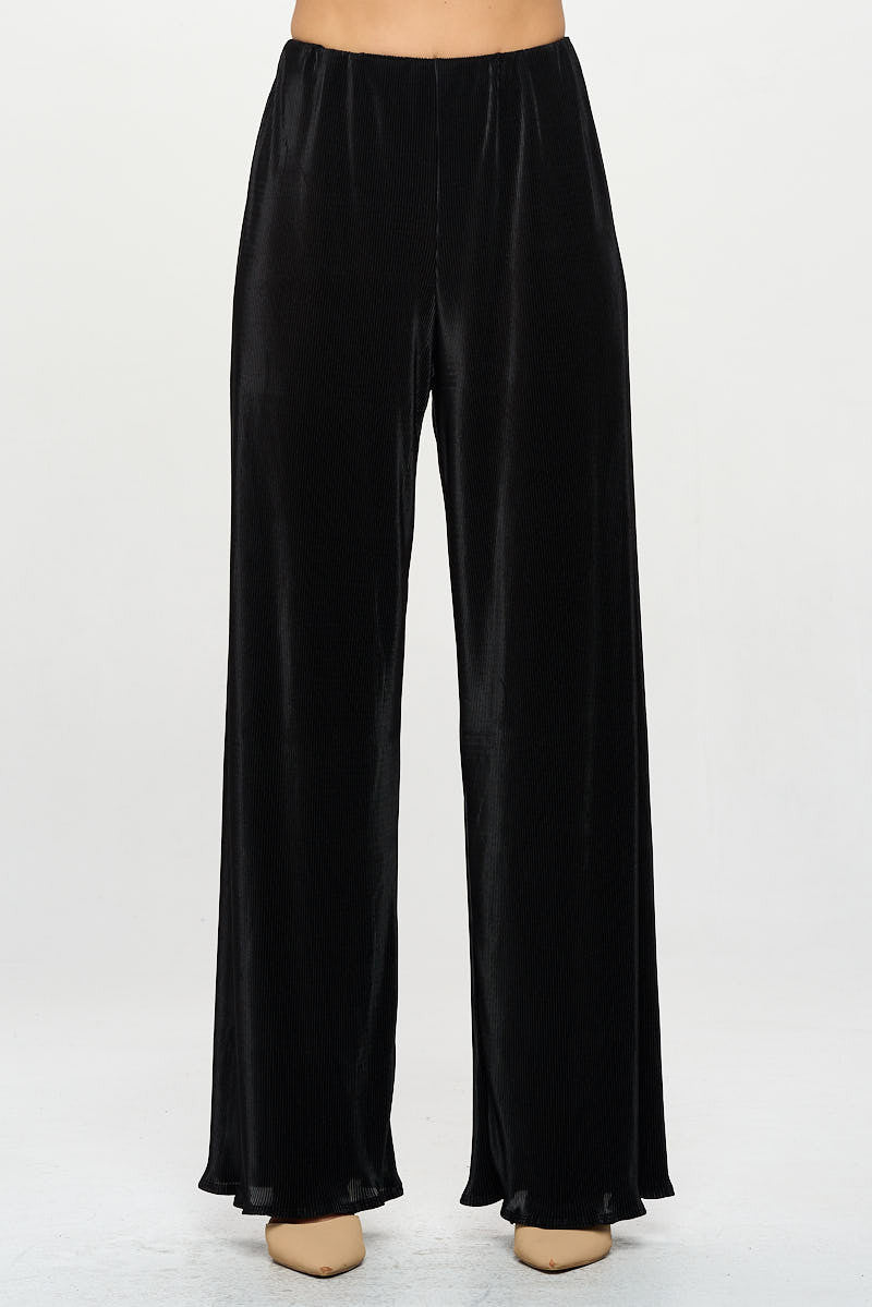 Vibrant Plisse Lined Straight Pants