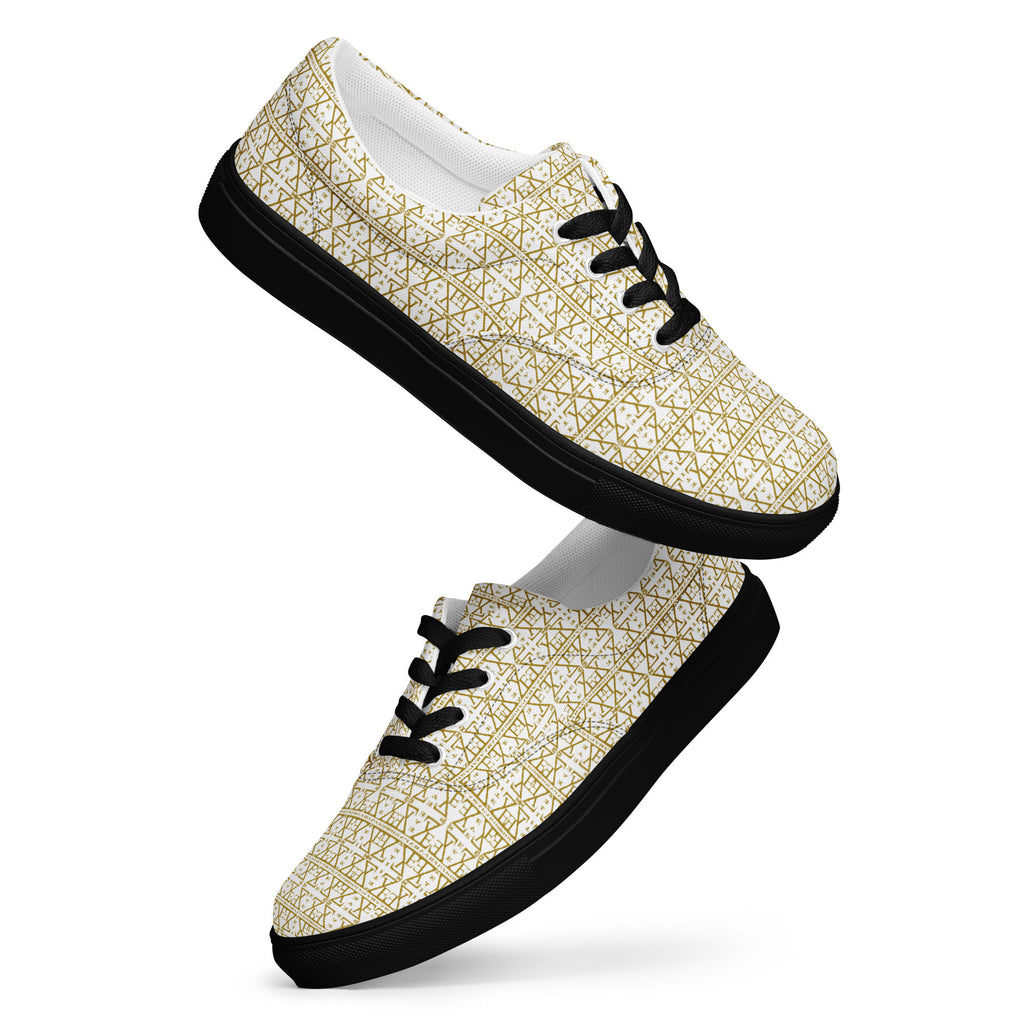 White Women's Lace-Up Shoes Waterproof Canvas with Anatomical Sole