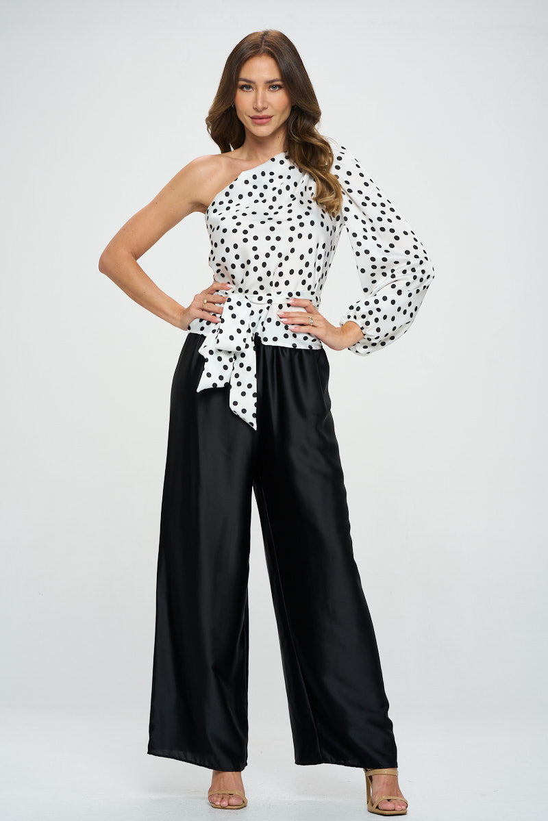 Stretch Satin Pants w/ Elastic Waist